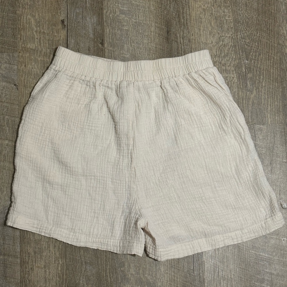 Cream muslin Textured Shorts